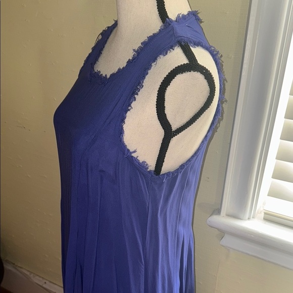Blue Raw Hem Swing Mini Dress - Picture 4 of 7